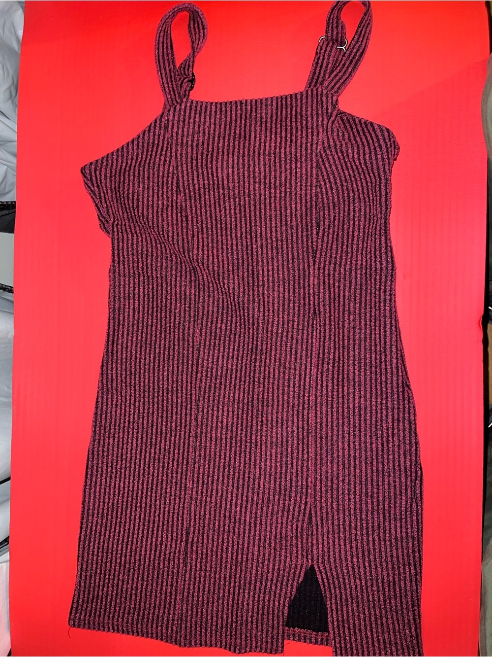 Forever 21 Black and Pink Ribbed Stripe Mini Dress